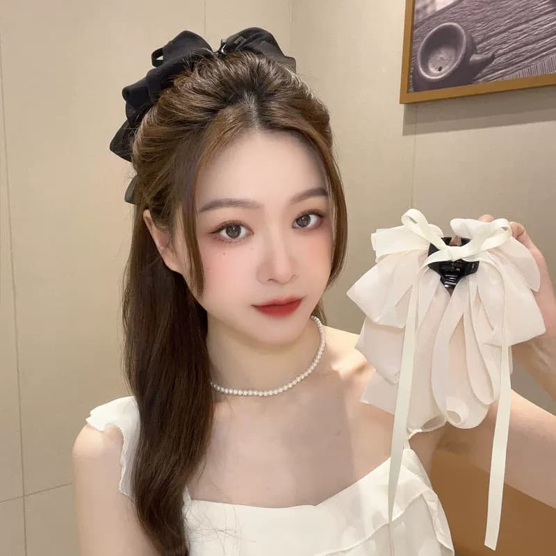 2024新款蝴蝶结飘带抓夹女显脸小马尾夹子后脑勺盘发发夹发卡发饰 - 缩略图4