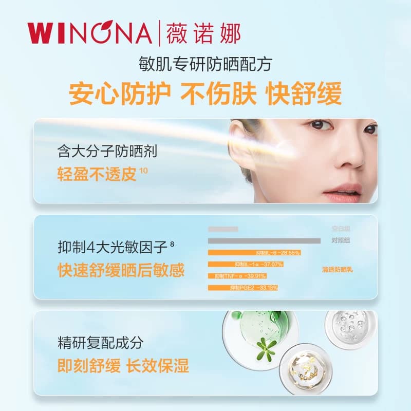 Winona/薇诺娜清透防晒乳二代SPF48PA+++防晒霜隔离紫外线男女YD - 缩略图5
