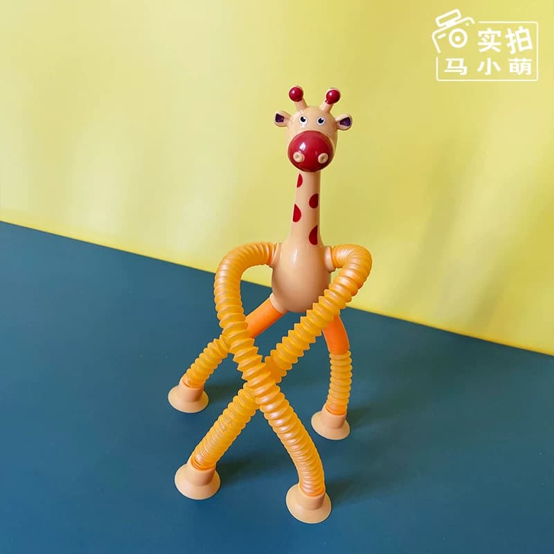 宝宝餐椅吸盘百变发光拉伸管长颈鹿卡通儿童餐桌玩具1一2岁益智 - 缩略图4
