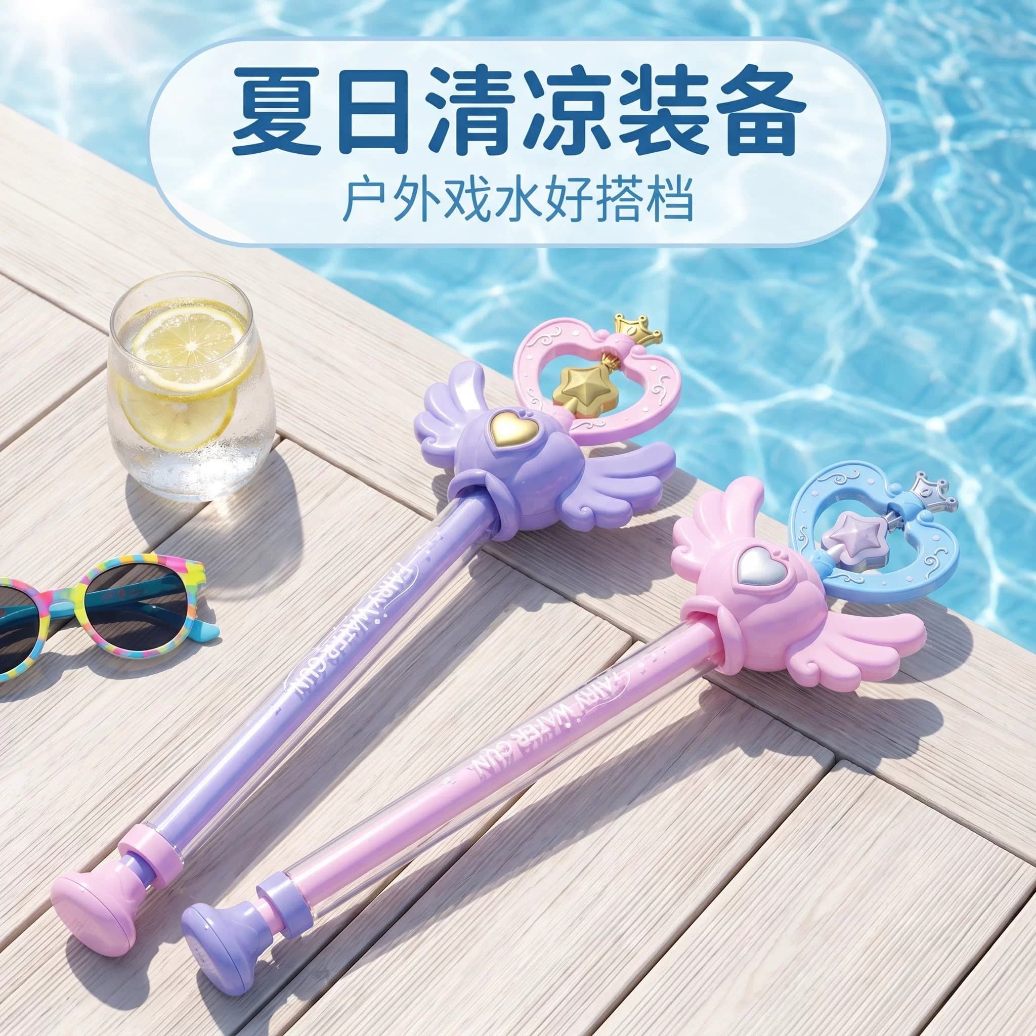 儿童魔法水枪抽拉式旋转出水梦幻紫双模式女童玩具 - 缩略图3