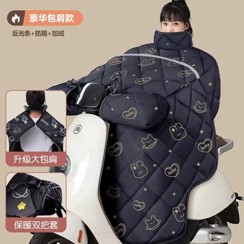 电动车挡风被四季通用冬季加绒加厚电瓶摩托防水秋冬款防风罩春秋 - 缩略图2