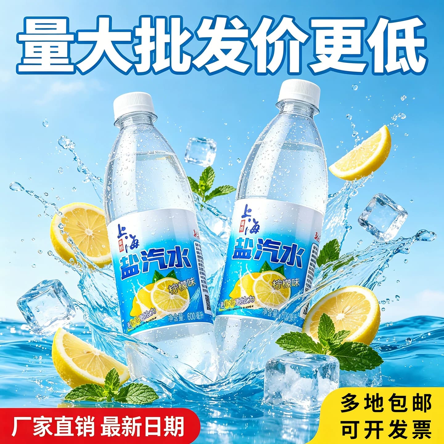 老上海盐汽水柠檬味24瓶整箱特价夏季补水无糖运动碳酸饮料解暑 - 缩略图3