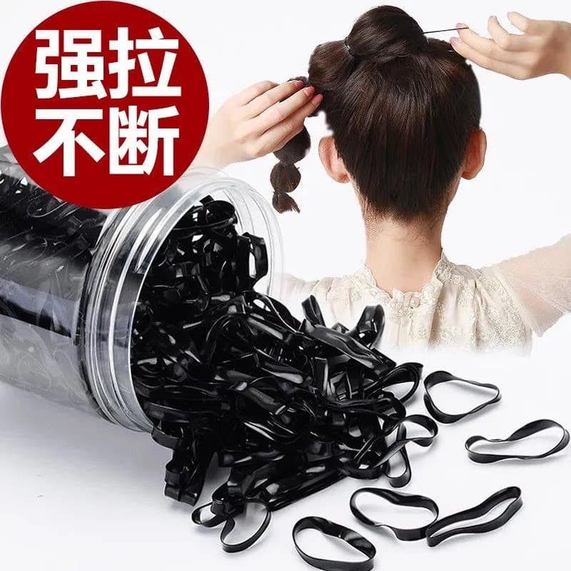 【1000根装】黑色橡皮筋一次性加厚后粗发圈 - 缩略图2
