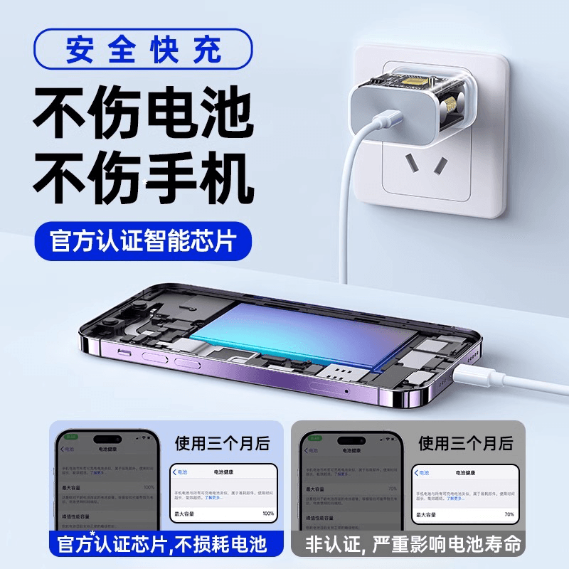 【国家3C认证】45W快充适用苹果充电器头iPhone17/15/14/13/12ProMax手机PD原装数据线16插头iPad一套装正品 - 缩略图5