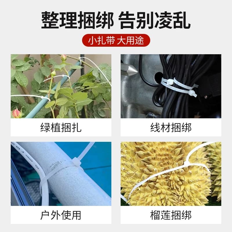 4*200扎带尼龙细扎丝加厚5x300塑料捆绑大号扎线固定铅封捆扎自锁 - 缩略图3