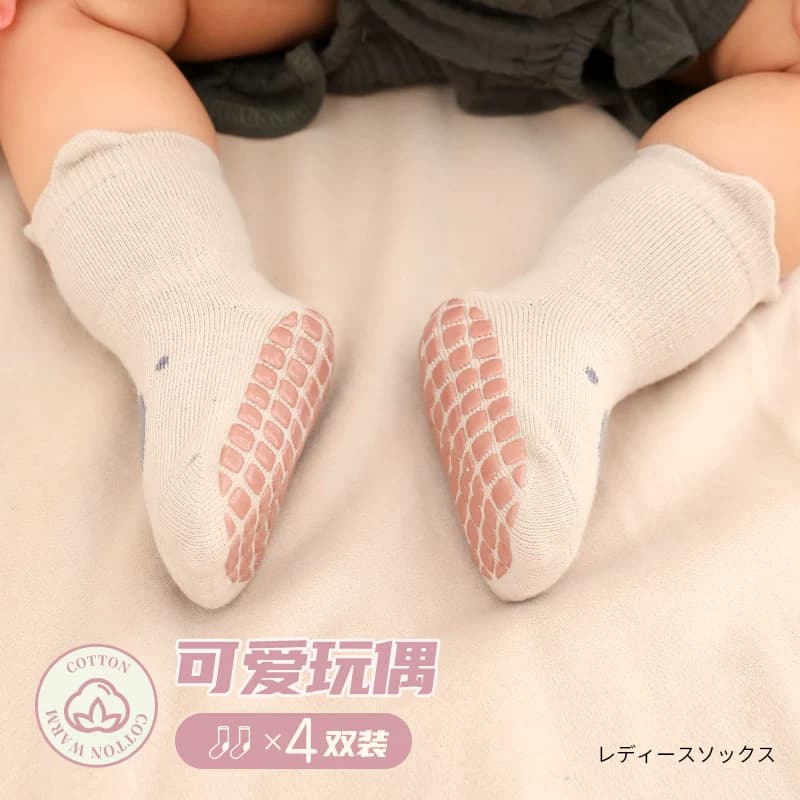 地板袜儿童春秋冬季纯棉宝宝新生婴儿袜子室内防滑隔凉学步袜长筒 - 缩略图3