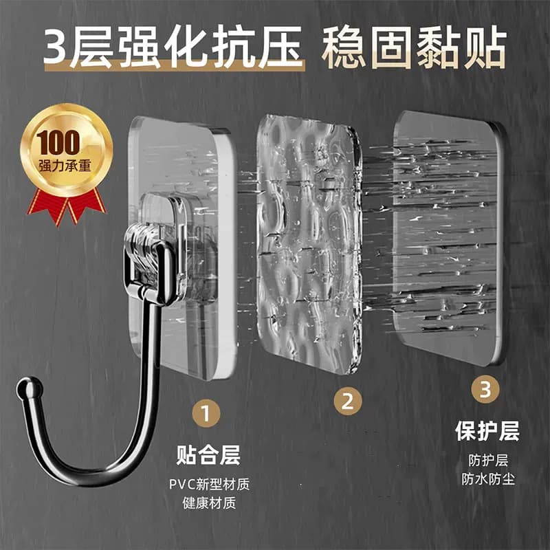 【8个装】透明大挂钩强力粘胶 - 缩略图2