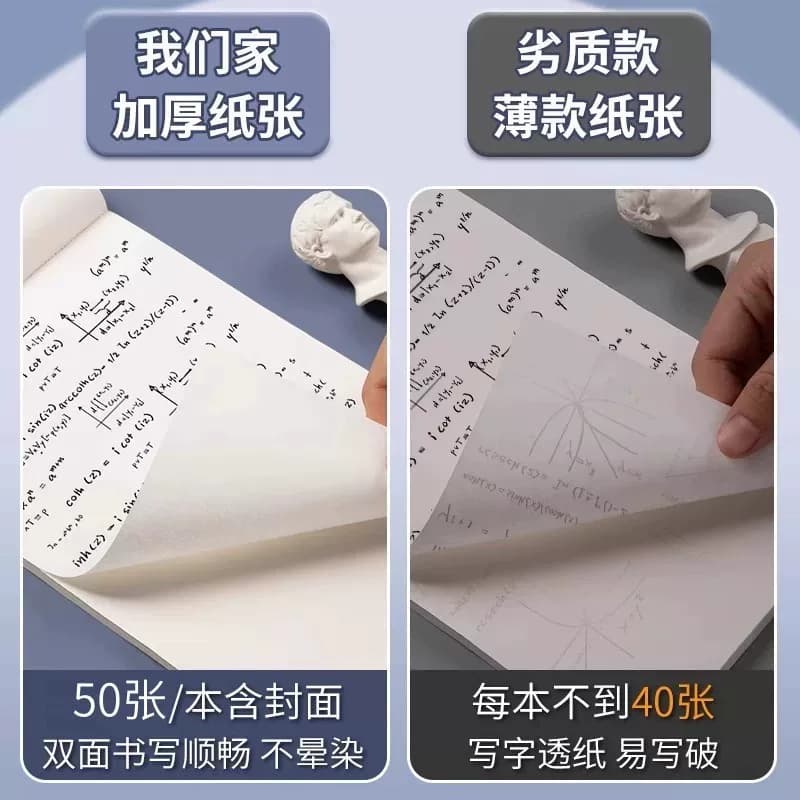 草稿本小学生用草稿纸加厚分区可撕牛皮封面考研专空白纸张初中生演草纸本子用数学运算打草演算练习验算批发 - 缩略图2