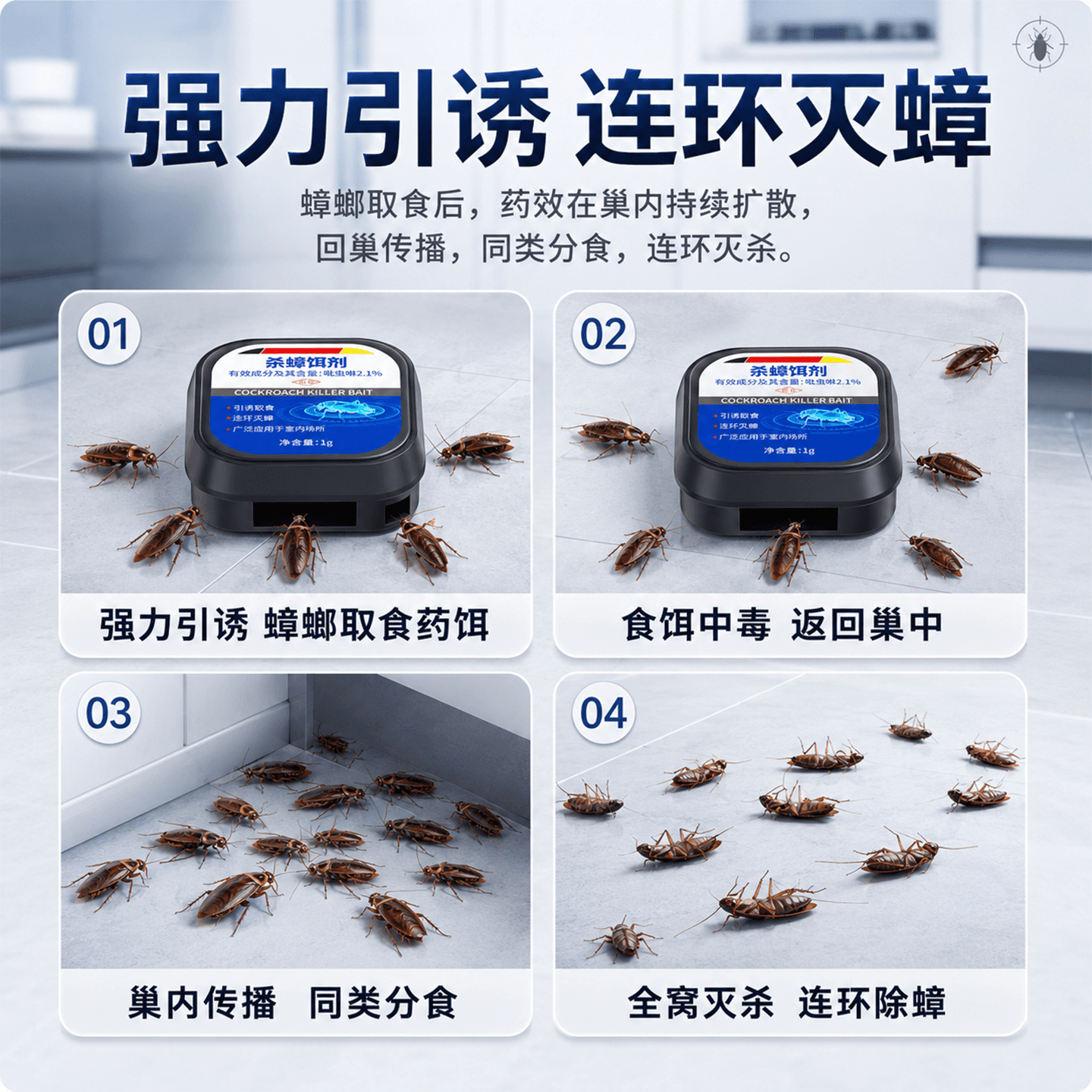 蟑螂药无毒家用全窝端官方正品强厨房餐厅饭店强效虫卵双杀蟑螂屋 - 缩略图2