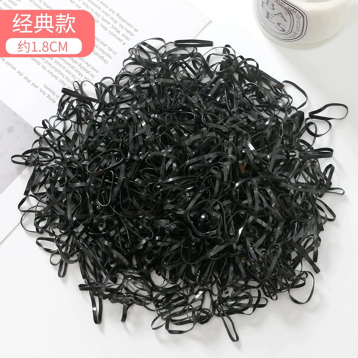 【1000根装】黑色橡皮筋一次性加厚后粗发圈 - 缩略图3