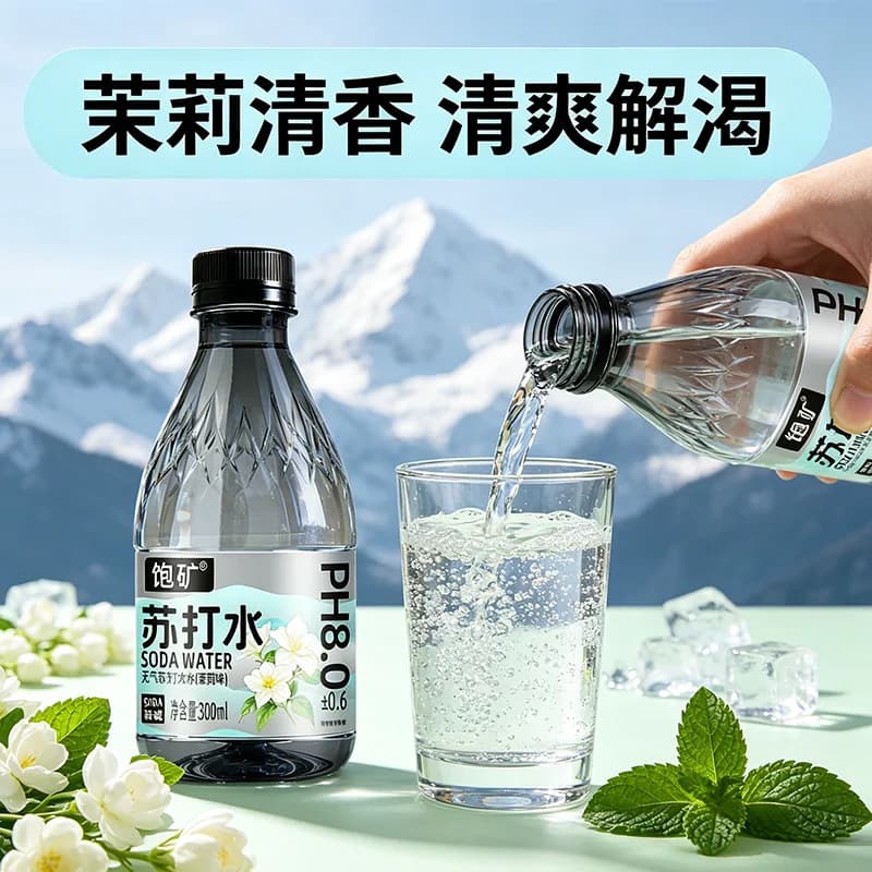 整箱24瓶茉莉味无糖苏打水户外便携水质夏日解渴解腻无气0脂0卡 - 缩略图2