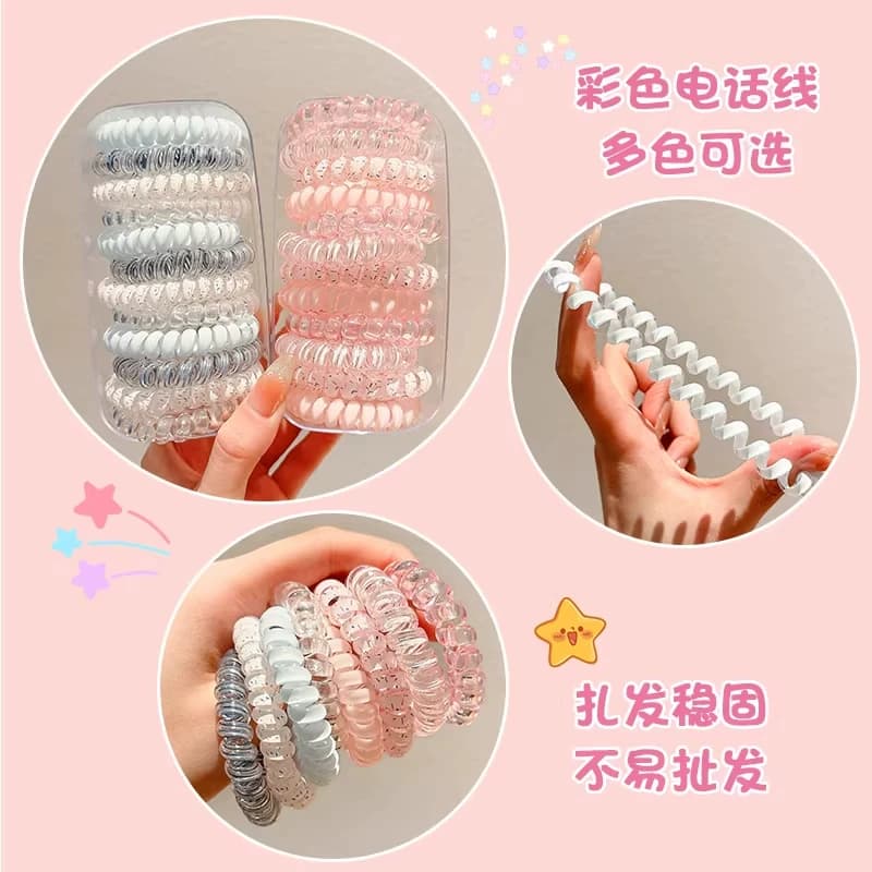 【4根】多彩高弹力电话线随机颜色发圈 - 缩略图4