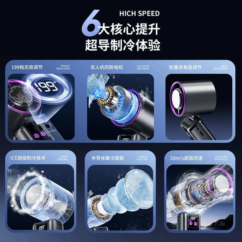 【已接入米家APP】2026新款手持风扇超长续航随身小型迷你usb充电风扇便携式冰敷学生上课静音户外降温神器 - 缩略图4