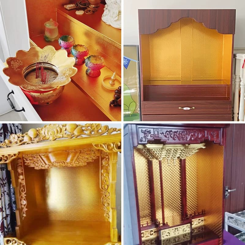 金箔贴纸佛龛背景装饰自粘金色墙贴厨房防水佛堂壁纸耐高温防油 - 缩略图4