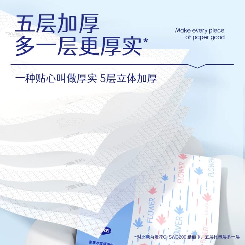 漫花抽纸餐巾纸家用卫生纸巾擦手面巾纸抽取式木浆加量与原木纸巾 - 缩略图2