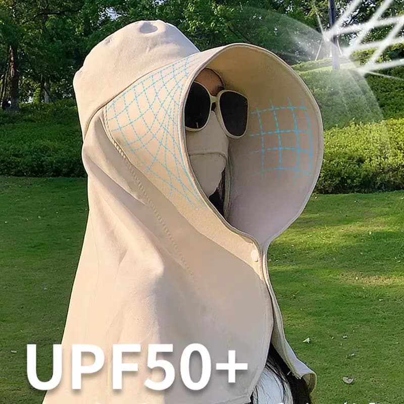露思同款大帽檐渔夫帽女2026新款夏季骑车防晒帽超大披肩遮阳帽子 - 缩略图3