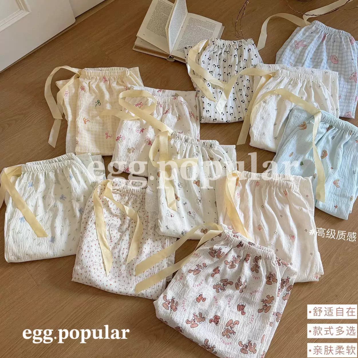 ZD-egg.popular夏日限定多巴胺棉麻格子裤韩式小宅遛弯裤休闲裤 - 缩略图4