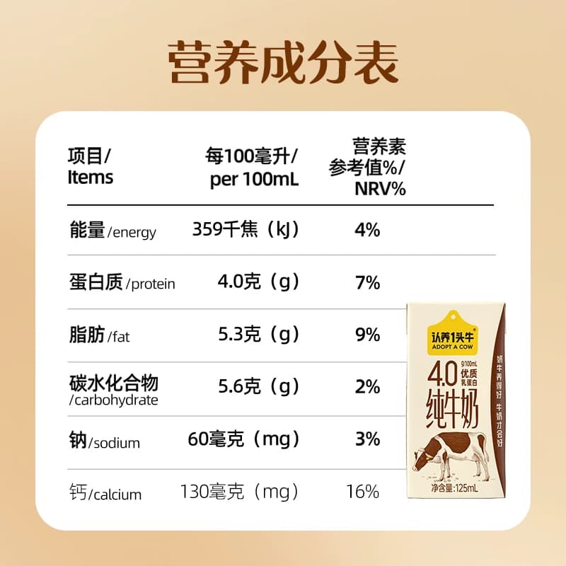 认养一头牛纯牛奶4.0g蛋白125ml*12盒高钙牛奶整箱旗舰店官方正品 - 缩略图4
