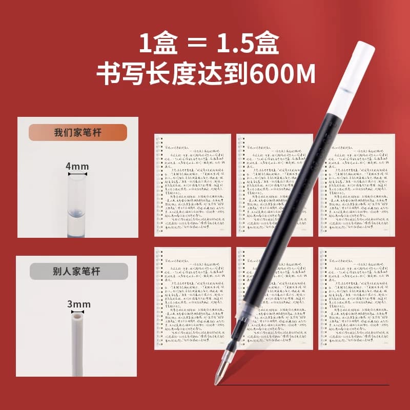 得力按动笔芯拔帽速干st头中性笔替芯0.5mm黑色红色学生用蓝色医护墨蓝按动子弹头刷题老师签字笔顺滑S01用 - 缩略图3
