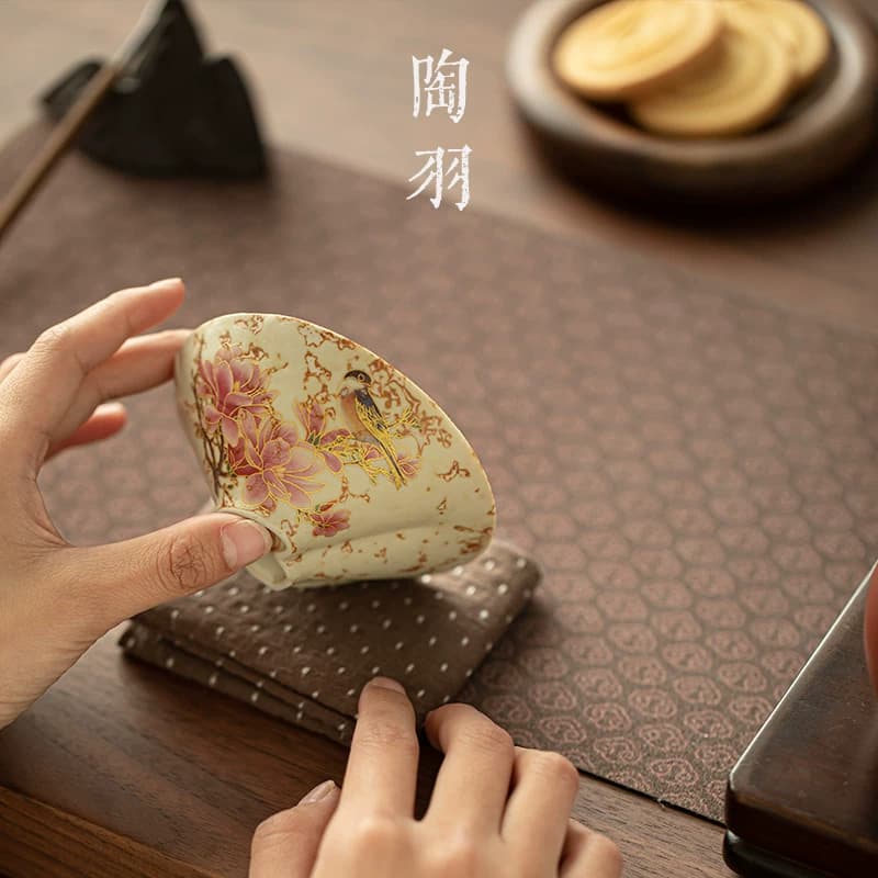 青花火石红葫芦斗笠杯家用陶瓷茶杯防烫功夫茶具个人专用品茗杯 - 缩略图3