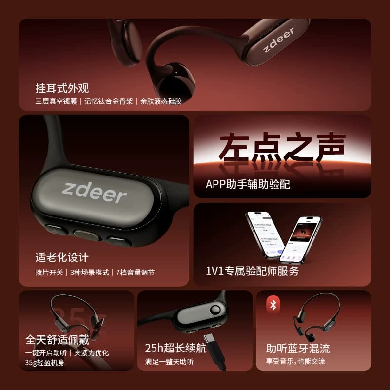 zdeer左点骨传导助听器老年人专用正品耳聋耳背降噪中重度听损 - 缩略图3