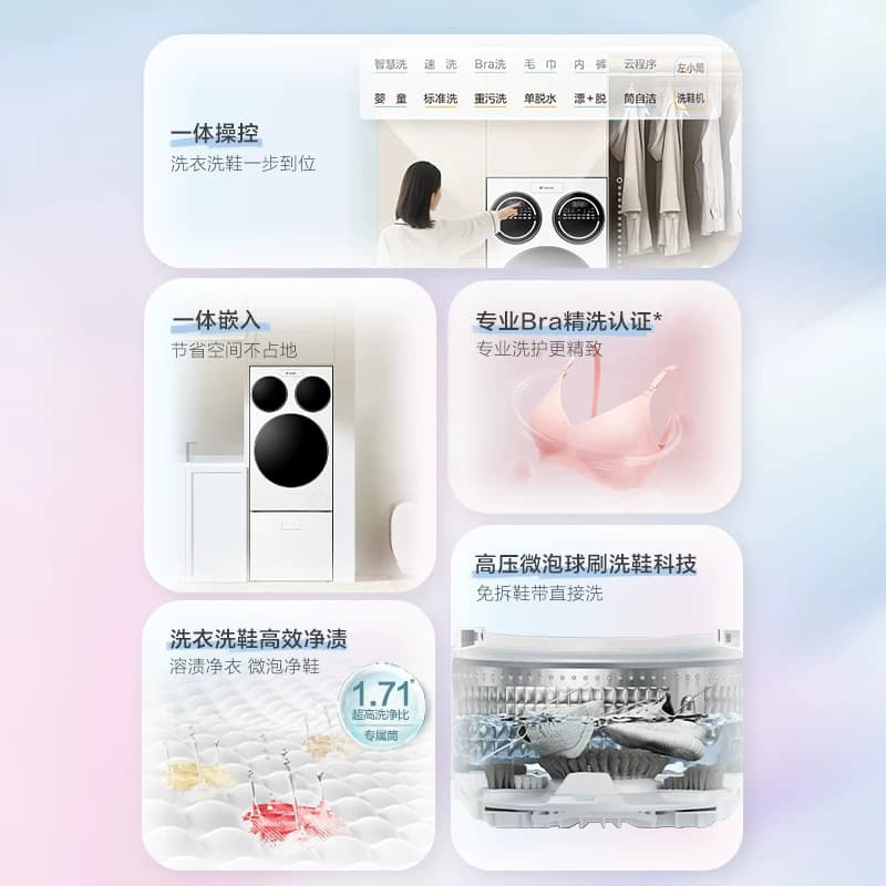 海尔出品统帅三筒懒人分区洗衣机洗鞋机家用全自动三桶滚筒ProMax - 缩略图3