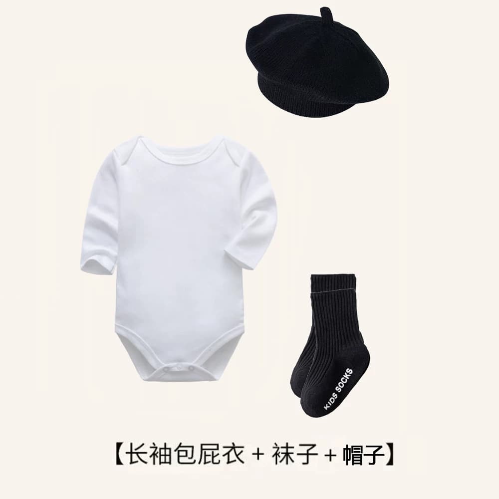新款婴幼儿套装宝宝包屁衣百天满月拍照小月龄哈衣柔软连体衣服 - 缩略图5