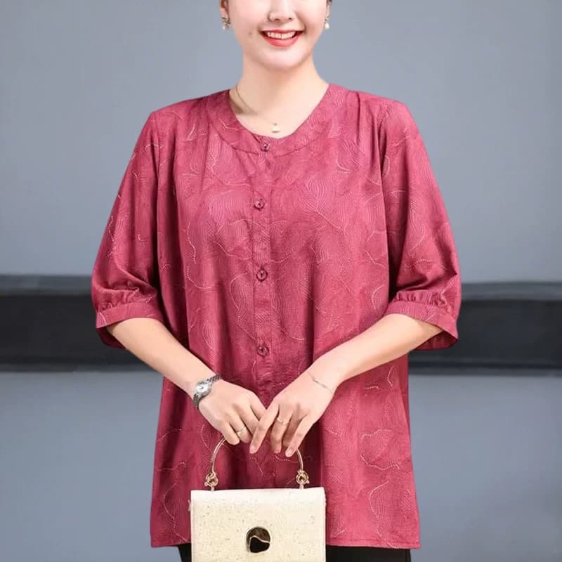 胖妈妈加肥加大码女装200斤中老年夏装衬衫上衣加肥加大洋气衣服 - 缩略图5