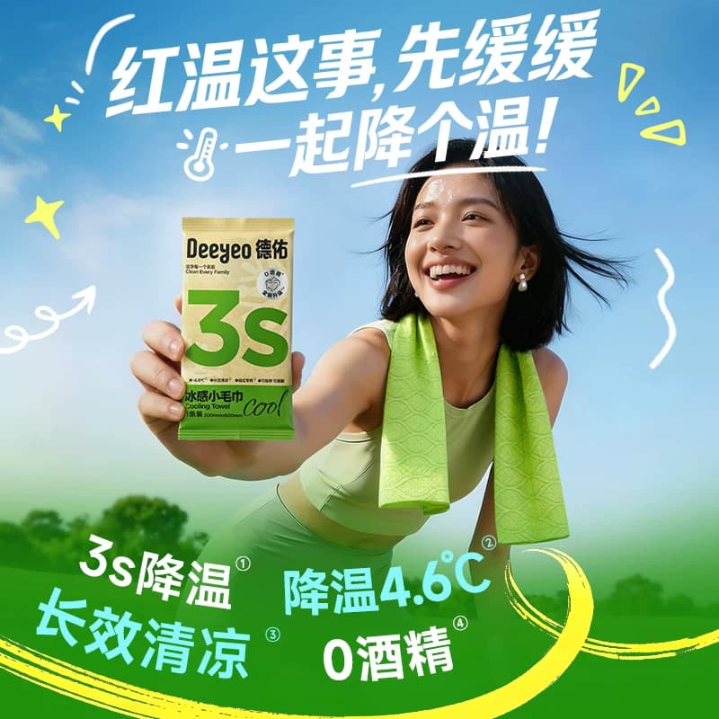 【夏日爆款】德佑冰感小毛巾降温止汗冰巾运动户外提神凉感湿巾 - 缩略图2