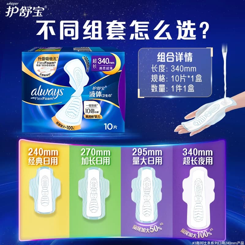 【热销爆款】护舒宝液体卫生巾340mm多规格可选透气姨妈巾 - 缩略图5