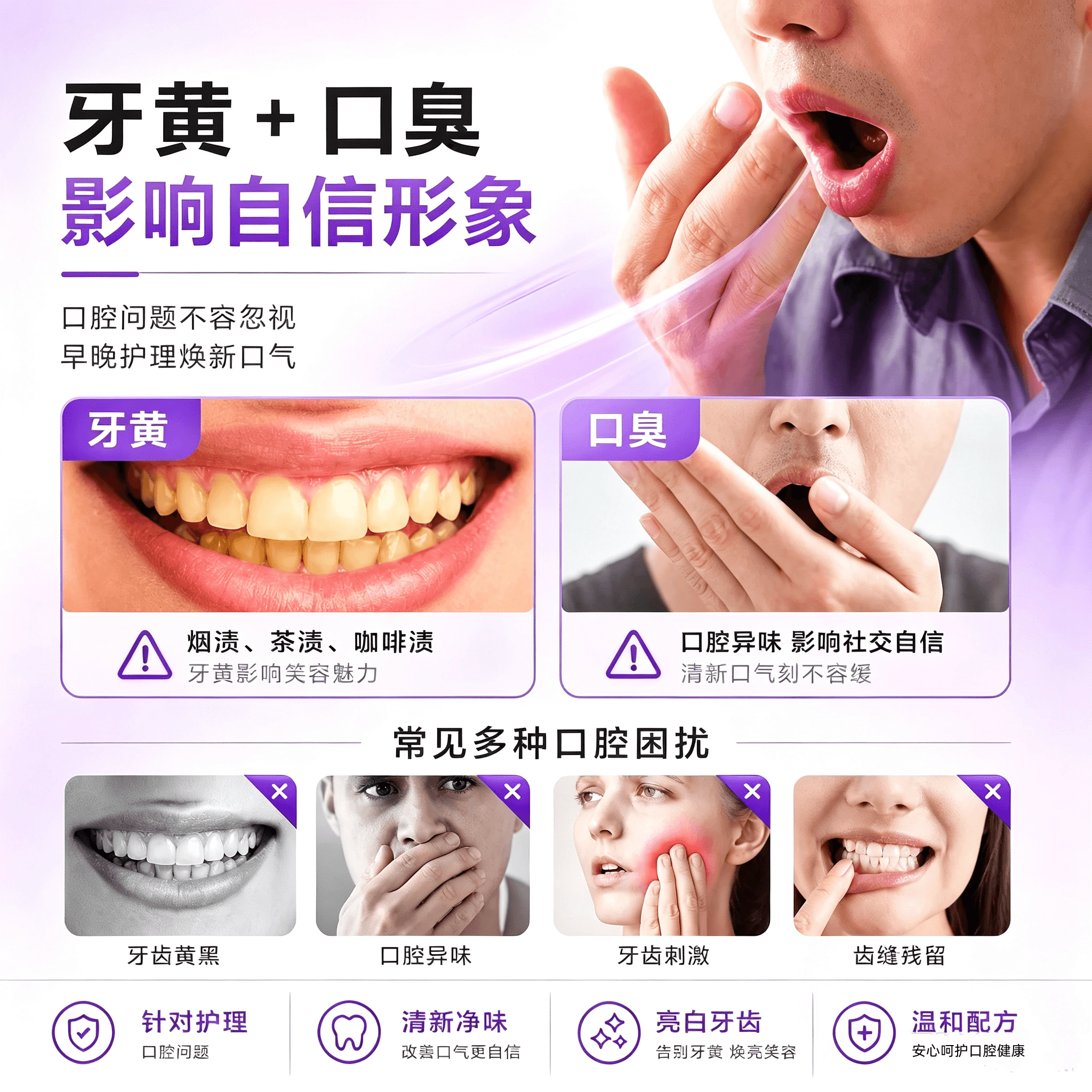 舒客牙膏美白去黄去烟渍去口臭清新口气不含氟成人男士专用正品克 - 缩略图2