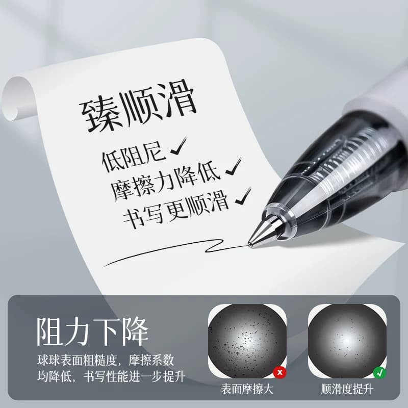 [全国26仓发货]得力按动中性笔子弹头0.5mm刷题笔碳素水笔12支装 - 缩略图2
