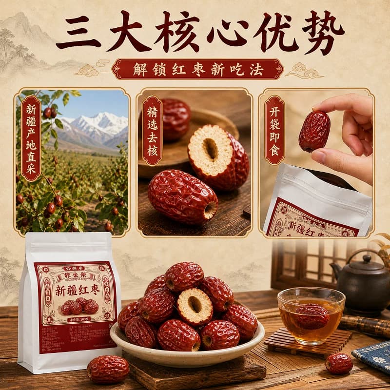 无核红枣新疆新产大果红枣特产优质去核大枣免洗即食干货泡水煲汤 - 缩略图4