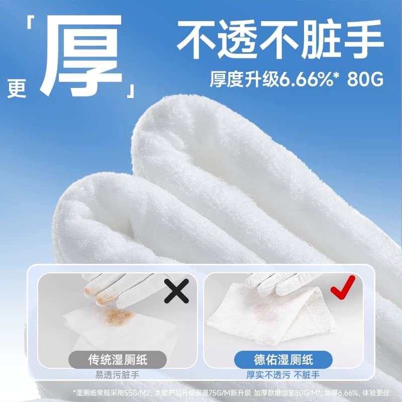 【下拉领补贴】德佑山茶花湿厕纸家庭实惠装加厚湿厕巾除菌厕纸 - 缩略图3