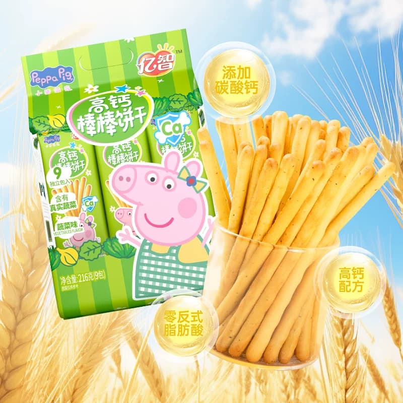 亿智小猪佩奇高钙蔬菜棒棒饼儿童手指饼干宝宝幼儿园零食独立小包 - 缩略图5