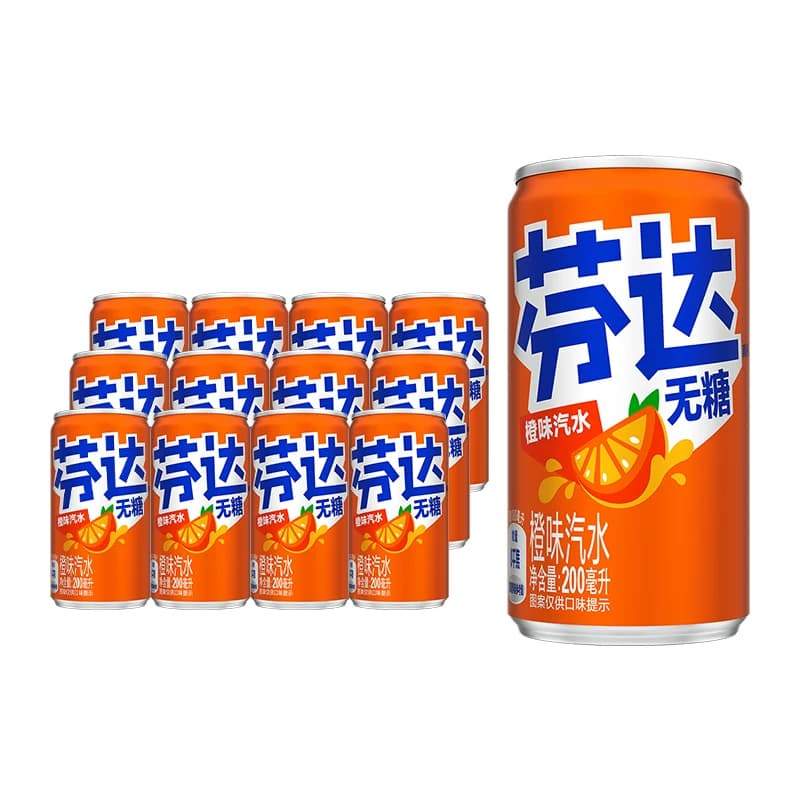 可口可乐 芬达碳酸饮料无糖迷你罐200ml*12罐整箱汽水饮料 - 缩略图2