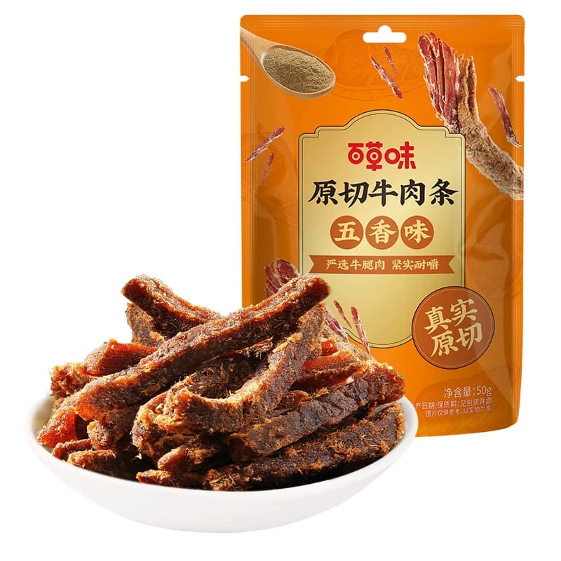 百草味原切牛肉条50g*1袋五香味风干肉干办公室网红小吃休闲零食 - 缩略图3