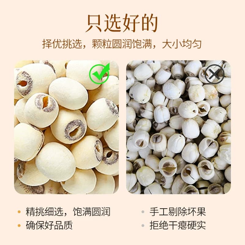 燕之坊白莲子新鲜去芯磨皮无芯白莲米搭银耳百合羹连子干货 - 缩略图5