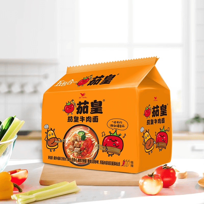 统一 茄皇番茄牛肉面126g*5袋/包方便面网红泡面酸甜鲜美 - 缩略图4