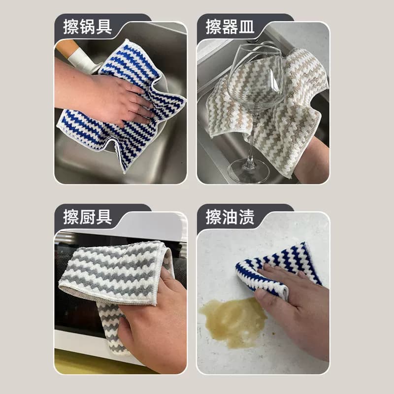 妙然洗碗厨房懒人百洁抹布吸水加厚洗碗巾珊瑚绒擦手清洁毛巾6条 - 缩略图4