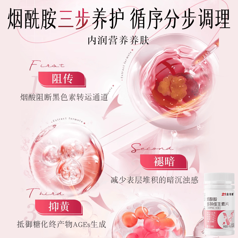 21金维他复合维生素女士多维片ve女性官叶酸vc女b族正方烟酰胺品 - 缩略图3