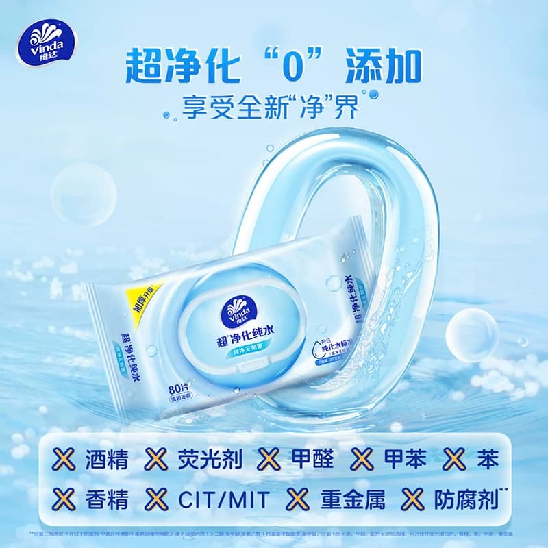 【下拉享优惠】维达RO纯水湿巾80片2包婴儿手口可用抽取湿巾温和 - 缩略图3