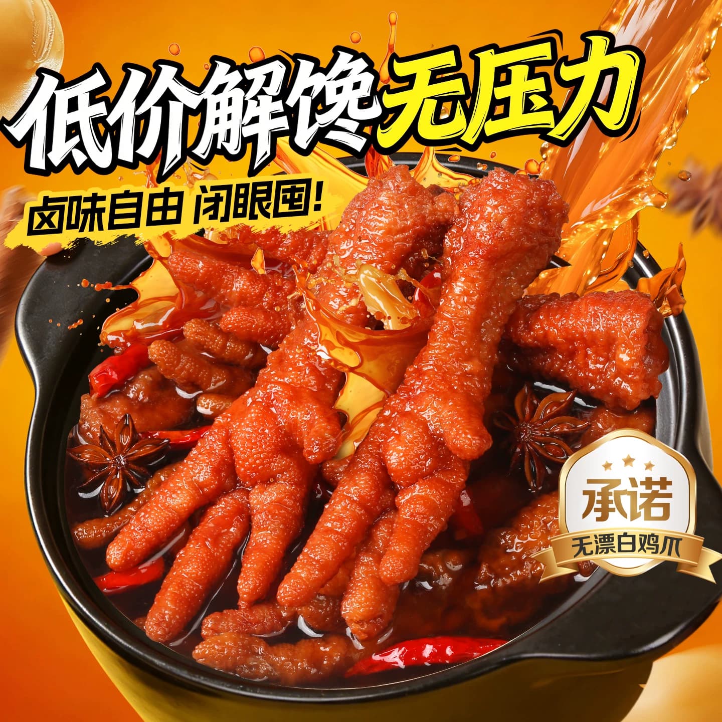 百草味虎皮凤爪14只袋装鸡爪鸡肉休闲熟食卤味小吃追剧零食 - 缩略图3