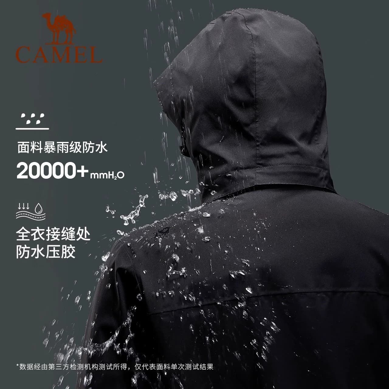骆驼户外粉色冲锋衣女款三合一羽绒服外套防风防水旅游登山服装男 - 缩略图5