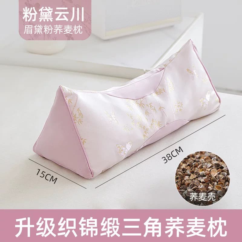 荞麦三角枕护颈椎睡眠花草枕织锦缎新中式亲肤养脖家用荞麦枕 - 缩略图4