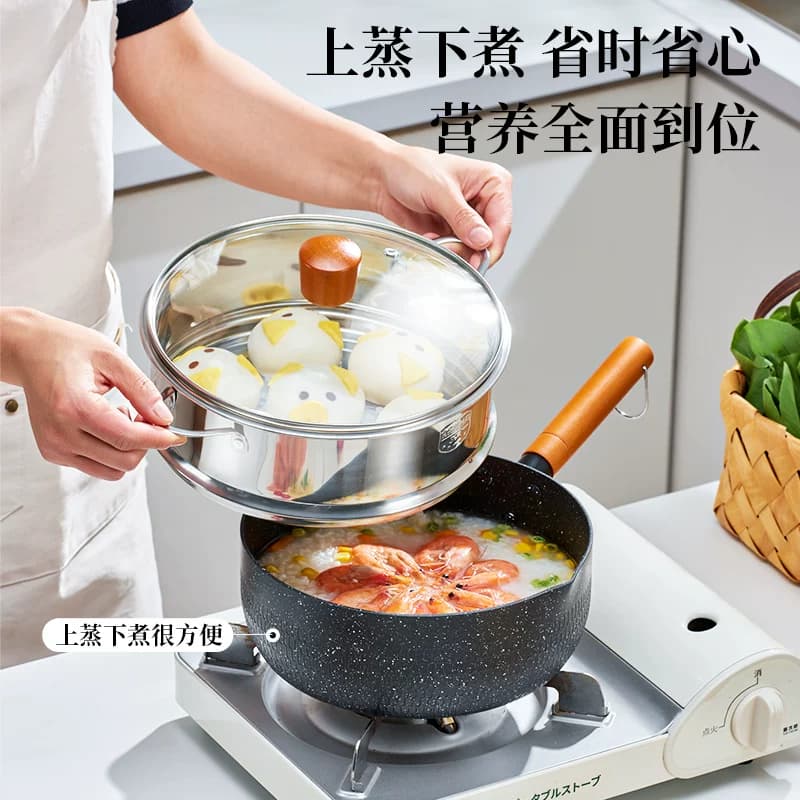 麦饭石平底锅不粘锅家用煎饼锅煎蛋神器油炸牛排小煎锅电磁炉燃气 - 缩略图5