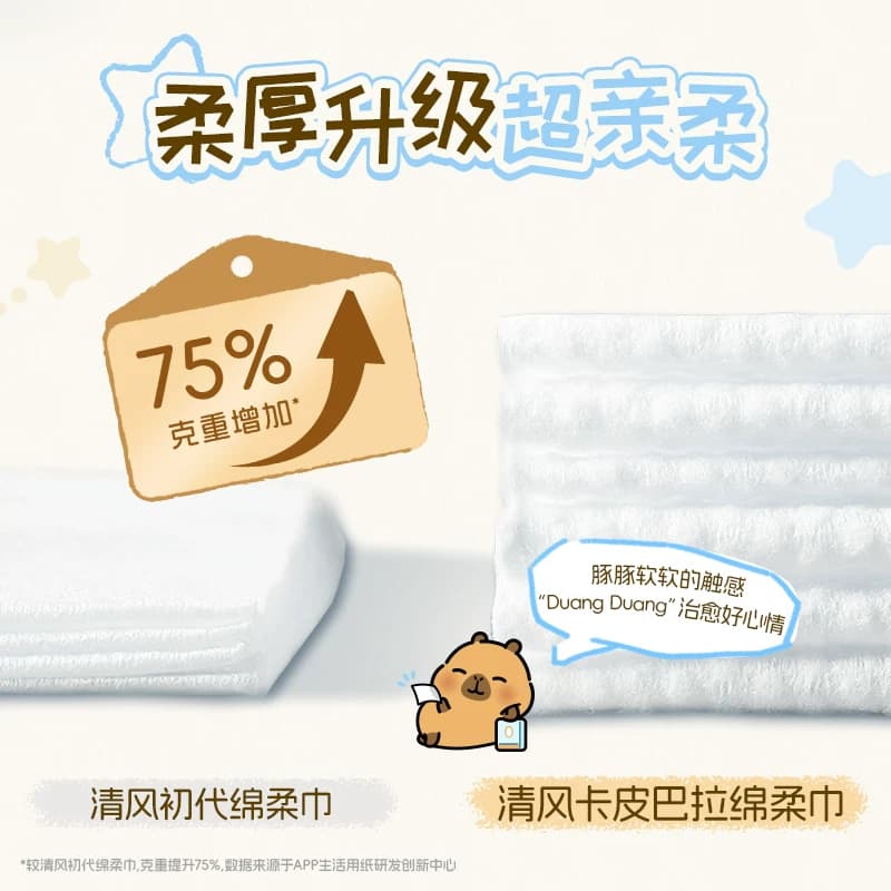 【XL码】清风悬挂式洗脸巾一次性擦脸巾抽取式洁面巾大包绵柔巾ms - 缩略图3
