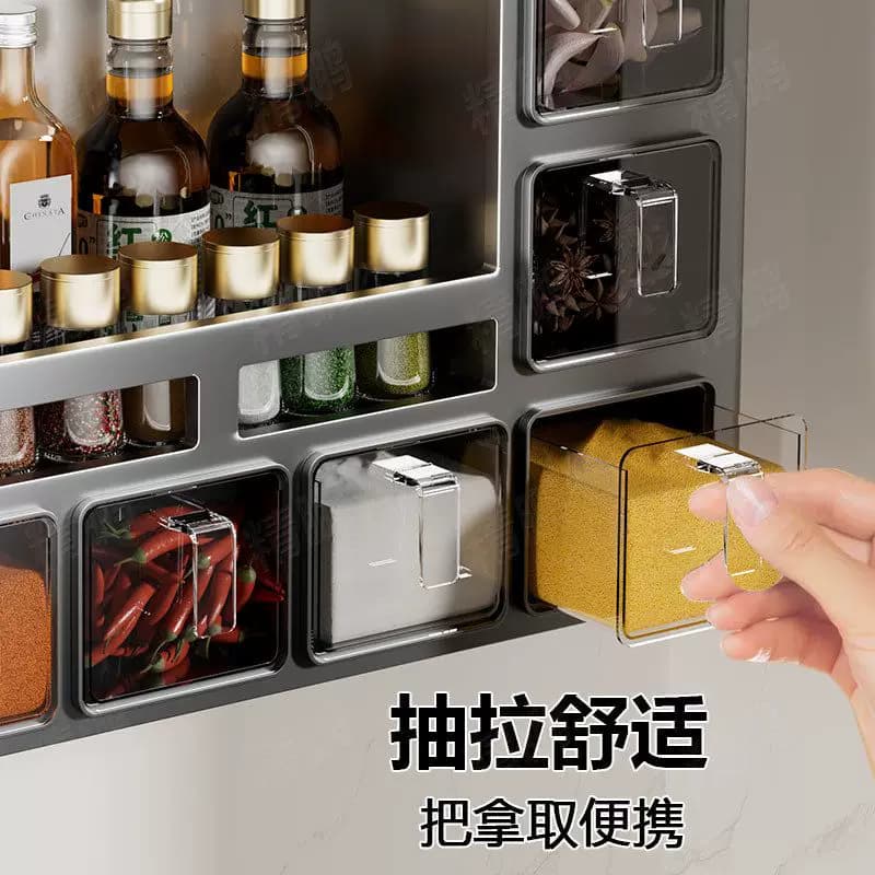 免打孔厨房调料置物架带调料盒壁挂式油盐酱醋高矮瓶防潮收纳架 - 缩略图2