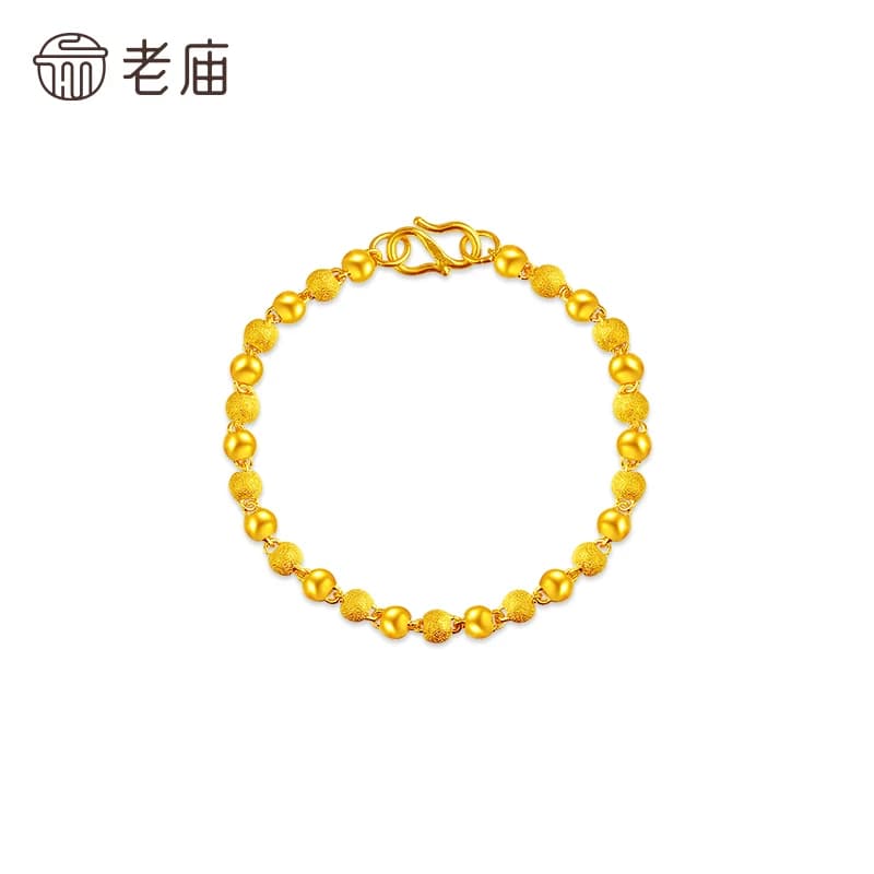 老庙黄金足金磨砂间光珠手链女基础链链转运珠送特价款 - 缩略图4