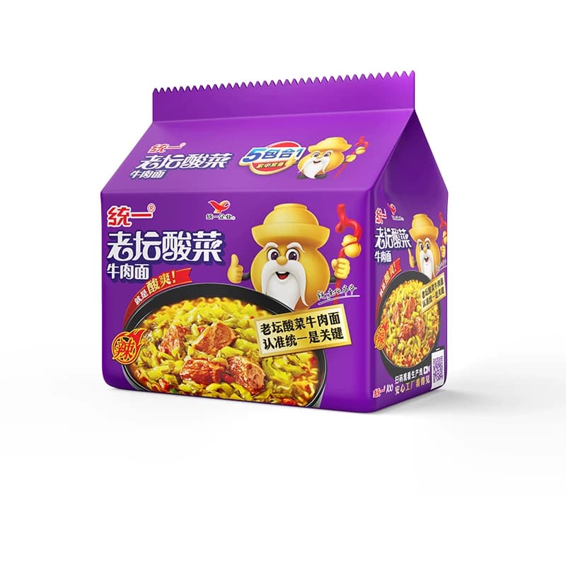 统一100方便面泡面老坛酸菜牛肉面121g*5袋酸爽过瘾 - 缩略图2